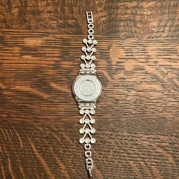 Swatch Silver and Rhinestone Watch